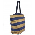9205- NAVY & GOLD STRIPES CANVAS TOTE BAG